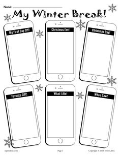 the winter break worksheet with four cell phones