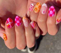 Bright Fun Nails, Preppy Nails, Teen Nails, Summer Nail Ideas, Retro Nails, Amazon Beauty, Vintage Nails