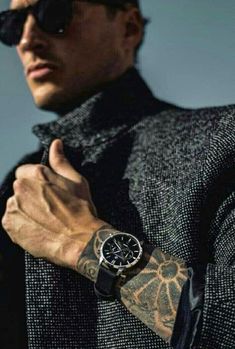 Men Wearing Watches, Mens Watch Photography, 70s Photoshoot, Sunglasses Photography, Lucy Score, Watch Photography, Men's Small Tattoo