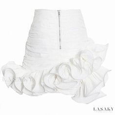 a white skirt with ruffles on the bottom and zippered at the waist