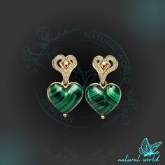 Gemstone Heart Dangle Studs Earrings, Gemstone Heart Earrings, Designer Heart Studs Earrings, Handmade Heart Studs, Malachite CZ Heart Studs 🌺Item Detail🌺 ♠️ Item Name : Heart Studs Earrings ♠️ Metal : 925 Silver  ♠️ Size :  ♠️ Gemstone : Select the Variations  ♠️ Small Stone : Moissaanite Diamond  ♠️ Color-H - Clearity- VS2                                                                           🌊 *About Us: Natural World Jewelry* 🐚 At Natural World Jewelry, we're passionate about bringing Elegant Green Earrings With Heart Charm, Elegant Green Heart Earrings For Gift, Elegant Heart-shaped Natural Stone Jewelry, Elegant Heart Shaped Natural Stone Jewelry, Heart Beads Drop Earrings For Anniversary, Elegant Green Heart Cut Earrings, Heart Cut Earrings With Heart Beads For Anniversary, Elegant Heart-shaped Gemstone Earrings, Heart-shaped Gemstone Earrings As Gift