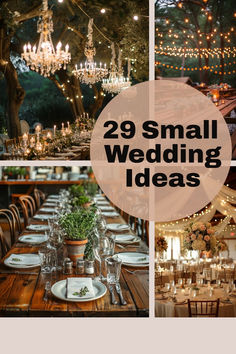 small wedding ideas with chandeliers and tables