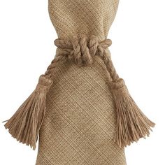 a tan tie with tassels on it