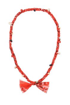 Alanui necklace crafted from hand-braided cotton bandana with applied shells and beads. Size Info STANDARD Color Detail Red Made In Italy Material 100% PC Season One spring Season Two summer Product accessories Brand Alanui Size And Fit Accessory Length = 78 cm, Cotton Bandanas, Latest Fashion Design, Red Necklace, Necklace Craft, Accessories Brand, Moon Boots, Heron Preston, Ermanno Scervino, Workout Accessories