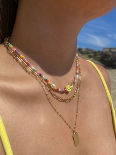 Summer Beaded Necklace, Preppy Necklaces, Pulseras Kandi, Summer Choker, Necklace Combo, Preppy Jewelry, Face Necklace, Summer Necklace, Cute Necklace