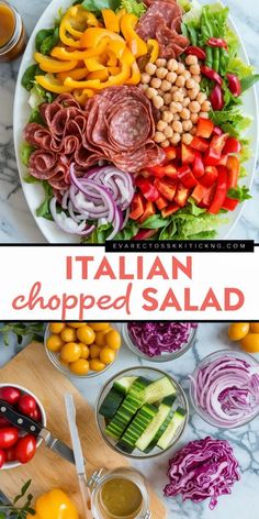 Savor the flavors of Italy with this refreshing Italian chopped salad! 🥗🍅 A mix of crisp veggies, tangy olives, and savory dressing, perfect for a light lunch or dinner. #ItalianSalad #HealthyEating Chopped Salad Recipe, Vinegar Salad, Chopped Salad Recipes, Italian Chopped Salad, Red Wine Vinaigrette, Fresh Salad Recipes, Italian Salad, Wine Vinegar