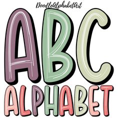 an alphabet with the letters in different colors and font styles, including one for each letter