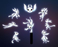 an image of some cartoon characters on a dark background with light up eyes and ears