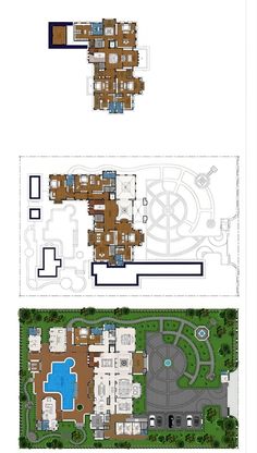 the floor plan for an apartment complex with two levels, and three floors that are connected to