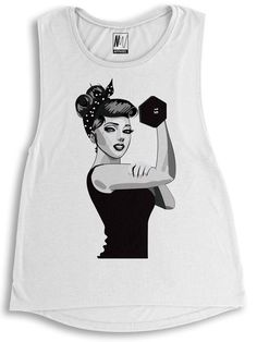 "\"Modern Rosie the Riveter\" Flowy Muscle Tank Top - Pick Color Who run the world? GIRLS! Colors: Mauve, Green Olive Heather, White Sizes: S, M, L, XL Polyester & Viscose Blend Super Soft and Comfy" Fitted Sleeveless T-shirt For Workout, Sleeveless Graphic Gym Tops, Sleeveless Graphic Print Workout Top, White Graphic Print Tank Top For Gym, Athleisure Tank T-shirt For Sports, Sleeveless Stretch Activewear With Graphic Print, Stretch Graphic Print Tank Top Athleisure, Stretch Graphic Print Athleisure Tank Top, Sporty Stretch Tank Top With Graphic Print