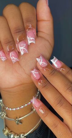 Bday Nails, Classy Acrylic, Nail Drawing, Dope Nail Designs, Classy Acrylic Nails, Short Acrylic, Pink Acrylic, Short Acrylic Nails Designs, Pink Acrylic Nails