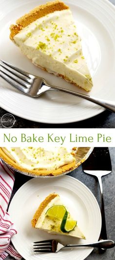 no bake key lime pie on two white plates