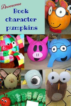 the book character pumpkins are made from paper plates