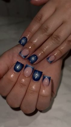 Navy Nails Design, Sqaure Nails, Acrylic Toe Nails, Spring Acrylic Nails, Hard Nails, Simple Gel Nails