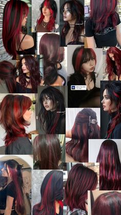 Red Highlights In Brown Hair, Cute Hair Colors, Red Highlights