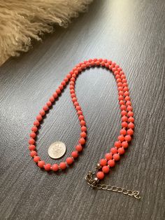 Handmade Natural Coral Pink Orange Necklace, Salmon jewelry, beaded Gemstone strand. One of a kind. This charming necklace is sure to bring happiness into your life! You'll get the same as on the photos necklace. The necklace is 29.5 inches long, plus extender 2 inches, therefore total length is 31.5 inches long. Each Coral bead is 5.5 mm. This clasp is silver plated. The necklace will arrive in a complimentary jewelry box, ready for gift giving. To see more jewelry created by VeraidaGifts, http Coral Necklaces With Faceted Round Beads, Coral Necklace With Faceted Round Beads, Long Single Strand Crystal Necklace For Jewelry Making, Elegant Coral Beaded Necklaces With Gemstone, Elegant Coral Gemstone Beaded Necklaces, Elegant Single Strand Coral Beads, Elegant Coral Beaded Necklaces With Faceted Beads, Elegant Coral Beaded Necklace With Faceted Beads, Gift Crystal Necklace With Single Strand Of Round Beads