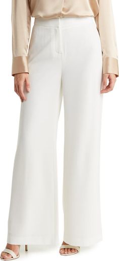 Nanette Lepore Wide Leg Crepe Pants | Nordstromrack Elegant White Straight Culottes, Elegant White Wide Leg Culottes, Spring Modern Wide Leg Pants, Modern White Ankle-length Wide Leg Pants, Spring Wide Leg Work Pants In Elastane, Elegant White Wide Leg Pants With Elastic Waistband, Modern Wide Leg Elastane Pants, Spring White Wide Leg Elastane Pants, Spring Wide Leg Elastane Pants