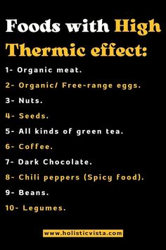 Thermic Foods List, Metabolic Food List, High Thermic Foods List