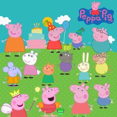 peppa pig birthday card with cartoon characters