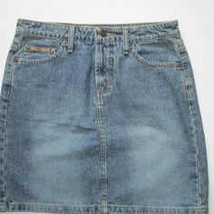 "LEI 90's blue denim mini skirt with front zipper, 5 pockets, belt loops. All cotton fabric. Size 3, waist is 30\", hip is 36\", length is 16\". In very good condition." Mini Skirt Blue, Blue Denim Mini Skirt, Denim Mini, Denim Mini Skirt, Blue Jean, Front Zipper, Lei, Blue Jeans, Blue Denim