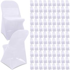 white plastic chair covers with different shapes and sizes