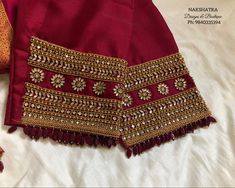 Aari Embroidery Sleeve Design, Copper Embroidery Work Blouse, Maroon Embroidery Blouse, Maroon Blouse Aari Work Designs, Magam Work Designs For Bride, Maroon Blouse Designs Bridal, Magam Work Designs