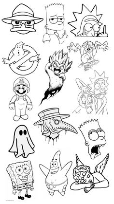 an image of cartoon characters coloring pages