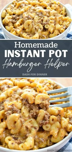 homemade instant pot hamburger helper recipe in a white bowl