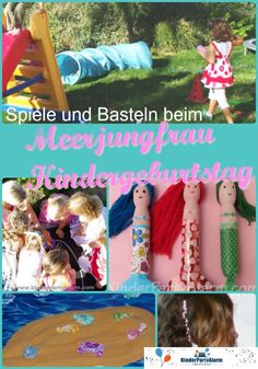 several pictures of children's crafts and activities with the words, meegung fau undgebursting