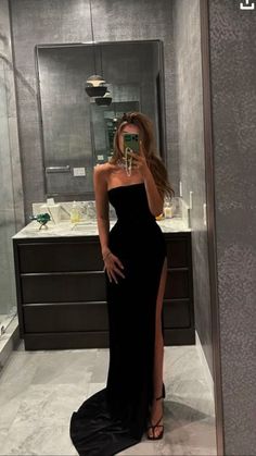 Simple Black Prom Dress With High Split,PD22009 on Storenvy Simple Black Prom Dress, Prom Dresses Long Black, Black Prom Dress, Black Prom, Prom Outfits, Dress Inspiration, Looks Chic, Outfit Goals, Mermaid Prom Dresses