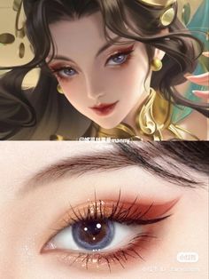 Kawaii Eye Makeup, Manhwa Makeup, Genshin Impact Makeup, Make Up Anime, Anime Eyes Makeup, Lunar New Year Makeup, Anime Makeup Looks, Anime Make-up, Make Up Korean