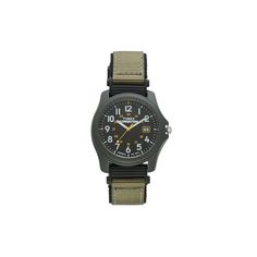 This men's Expedition Camper watch from Timex will have no trouble keeping up with your rugged outdoor lifestyle. Comes in a gift box.FEATURES Calendar: date 12/24-hour formats Water resistance: 50 meters CASE & DISPLAY Black dial Luminous hands, & white Arabic numerals Face cover: acrylic Case: black resin Caseback: stainless steel 29-mm diameter BAND Green nylon Strap buckle clasp Men's standard length DETAILS Quartz movement Battery power Manufacturer's 1-year limited warrantyFor warranty inf Durable Green Watches For Outdoor Activities, Green Casual Watch For Outdoor Activities, Casual Outdoor Watch Accessories With 10atm Water Resistance, Green Watches For Outdoor Activities, Green Analog Watches For Outdoor Activities, Green Casual Outdoor Watch Accessories, Outdoor Wear-resistant Watch With Round Dial, Durable Brown Watch Accessories For Outdoor, Durable Functional Watches For Adventure