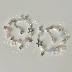 Handmade star beaded bracelet coquettish gorgeous y2k fairy tale bracelet Glass Bead Bracelet Ideas Aesthetic, Aesthetic Bracelets Beads, Beads Bracelets Aesthetic, Gelang Manik Aesthetic, Star Beaded Bracelet, Y2k Fairy