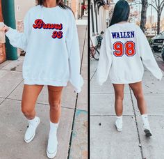 Wallen Crewneck Sweatshirt, 98 Braves Morgan Wallen Gift T Shirt, Cute Braves 98 Sweater, Wallen 98 Tshirt, Wallen Country Music Tee, Bag 👉 Product Details: The T-Shirts, Sweatshirts, youth, toddler and baby suits(onesie) are unisex.👈 👉Reading the Sizing Chart: Please note that the sizing chart includes the measurements of one side of the shirt, not the circumference. If you are still not sure which one will fit, please measure current t-shirt etc. and you can compare with our chart  👈  👉Please review all the sizing charts that were added in the product pictures. 👚 Women: Shirts will have a looser fit when choosing your regular size. If you would prefer a more fitted look, it is recommended to size down. It is based on your personal preference. 👉How Do I Order👈 1️⃣ Please review al Morgan Wallen Outfits, Wallen Crewneck, Morgan Wallen Sweater, 98 Braves Morgan Wallen, Morgan Wallen Sweatshirt, 98 Braves Morgan Wallen Shirt, Morgan Wallen Tee Shirt, Morgan Wallen Sweatshirts & Hoodies, 98 Braves