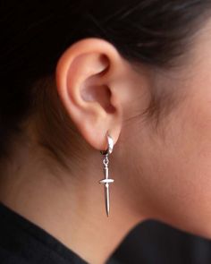 Dagger Earring - Sterling Silver - Fox Holt Tattoo Symbolism, Close Combat, Dagger Necklace, Dagger Earrings, Symbol Of Protection, Multiple Ear Piercings, Pin Earrings, Silver Fox, Holy Grail