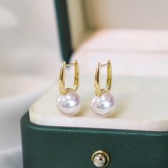 12mm Big Pearl Drop Earrings | Gold Pearl Huggie Earrings in 18K Gold – Huge Tomato Earrings Gold Pearl, Real Pearl Earrings, Pearl Drop Earrings Gold, Earrings Real, Drop Earrings Gold, Big Pearl, Simple Tshirt, Pearl Types, Huggie Earrings