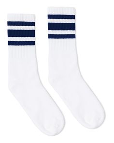 80/17/3 cotton/polyester/spandex; Premium USA-made; Cushioned sole; Machine wash; *SOLD IN PAIRS Navy Socks, Adidas Socks, Striped Socks, Blue Adidas, Men Shoes Size, Wholesale Clothing, Online Shopping Clothes, Crew Socks, Black Stripes