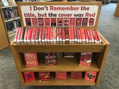 there is a sign that says i don't remember the title, but the cover was red