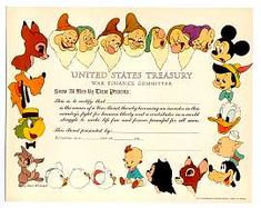 an old disney world certificate with many cartoon characters