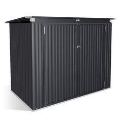 Creating the perfect backyard starts with the addition of a practical outdoor dumpster storage shed. This 6 ft. W x 3 ft. D galvanized steel dumpster storage shed is spacious enough to hold large trash cans and can also be used to store outdoor tools such as weed whackers, shovels and more and features a double locking door design to ensure security and privacy. Whether you place it in your backyard or on your patio, it will make a great addition to your landscape. Color: Black. Trash Can Storage Outdoor, Trash Can Storage, Recycling Storage, Metal Recycling, Steel Storage Sheds, Metal Storage Sheds, Steel Storage, Perfect Backyard, Can Storage