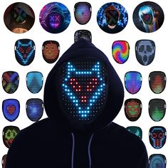 PRICES MAY VARY. ABS Plastic+Sponge Dynamic 50 Pattern Display: Our Led mask boasts an impressive 50 pattern display, allowing you to easily switch between dynamic display modes to match your mood and occasion. Whether it's a birthday, Halloween, Christmas, rave, or electronic music festival, this light up mask is perfect for any occasion,to make you the center of attention. Materials Construction: Made with excellent quality materials, our LED mask is both durable and long-lasting. The bright a Digital Mask, Mask For Halloween, Halloween Rave, Electronic Music Festival, Led Face Mask, Glow Mask, Led Mask, Halloween Masquerade, Dj Party