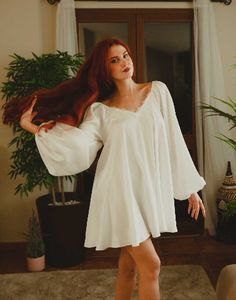 Romantic and sensual Baby Doll with puffed sleeves, and circle cut, made of Italian satin, a precious pearl white liquid satin, for the modern bride. Baby Doll Nightgown, Nightgown Romantic, Doll Nightgown, Wedding Nightgown, Bridal Sleepwear, White Nightgown, Bridal Nightgown, Liquid Satin, Satin Sleepwear