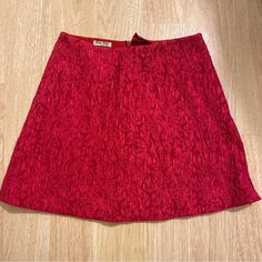 90s Miu Miu Mini Skirt! The Most Beautiful Miu Miu Red Skirt!! Amazing Fabric And Color. Amazing Valentine’s Day Vibes! Super Romantic. Waist Is 24” Length Is 15”. Smal Part Of Ribbon On Inside Of Waist Coming Up But Literally Impossible To Notice While Wearing. Purchased In Paris! Chic Miu Miu Mini Skirt, Miu Miu Fitted Summer Skirt, Chic Fitted Miu Miu Mini Skirt, Chic Fitted Mini Skirt By Miu Miu, Chic Fitted Miu Miu Skirt, Miu Miu Mini Skirt For Spring, Miu Miu Spring Mini Skirt, Spring Season Fitted Miu Miu Mini Skirt, Chic Lined Skirt By Miu Miu