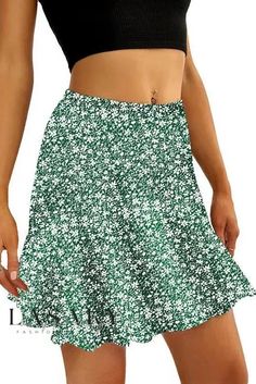 Lasaky - Chic Floral Print Short Skirt with Elegant Ruffle Hem Waistband and Stylish Wrap Around Flounce Hem Short Pollera, Ruffle Hem Skirt, Women Tie, Floral Mini Skirt, Hem Skirt, Hipster Fashion, Floral Print Shorts, Cute Skirts, Ditsy Floral