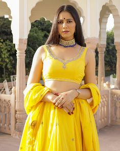 Beautiful Yellow Lehenga Set - www.riafashions.com Yellow Semi-stitched Sets For Navratri, Yellow Dress With Dupatta For Party, Diwali Party Sets With Gota Work, Yellow Saree Set With Mirror Work, Art Silk Party Sets With Gota Work, Bollywood Yellow Blouse Piece For Navratri, Yellow Mirror Work Party Dress, Yellow Bollywood Blouse Piece For Navratri, Yellow Anarkali Set With Cutdana For Party