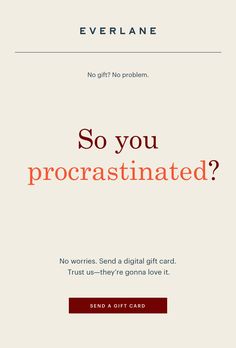 an advertisement for everlane's new product, so you procrastinate?