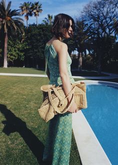 Chic Woven Top Handle Beach Bag, Chic Beach Bag With Braided Handles, Chic Beach Bag With Leather Handles, Chic Crochet Tote Bag With Braided Handles, Chic Summer Crochet Bag With Top Carry Handle, Chic Summer Beach Bag With Top Carry Handle, Chic Green Shoulder Bag For Vacation, Chic Natural Hobo Bag With Top Carry Handle, Chic Beach Bag With Leather Handles For Shopping