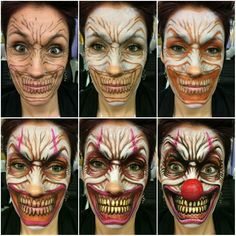 Haunt Makeup, Creepy Clown Makeup, Werewolf Costume, Clown Horror, Face Art Makeup, Halloween Makeup Scary