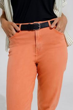 Length: Ankle length. Subcategory: Pants. Fit: Skinny fit. Style: Daily. Detail: Belt loops. Fabric: Stretch denim. Pockets: Five pockets. Zipper: Zip fastening. runs true to size. S. 97% Cotton 3% Elastane Orange Straight Leg Work Pants, Casual Mid-rise Orange Bottoms, Trendy Orange Straight Leg Bottoms, Trendy Orange Straight Leg Pants, Casual Orange Straight Leg Pants, Trendy Orange Straight-leg Pants, Trendy Orange Straight Pants, Orange Straight Leg Bottoms For Fall, Trendy Orange Pants For Workwear