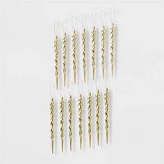 six pairs of gold - plated metal hair pins